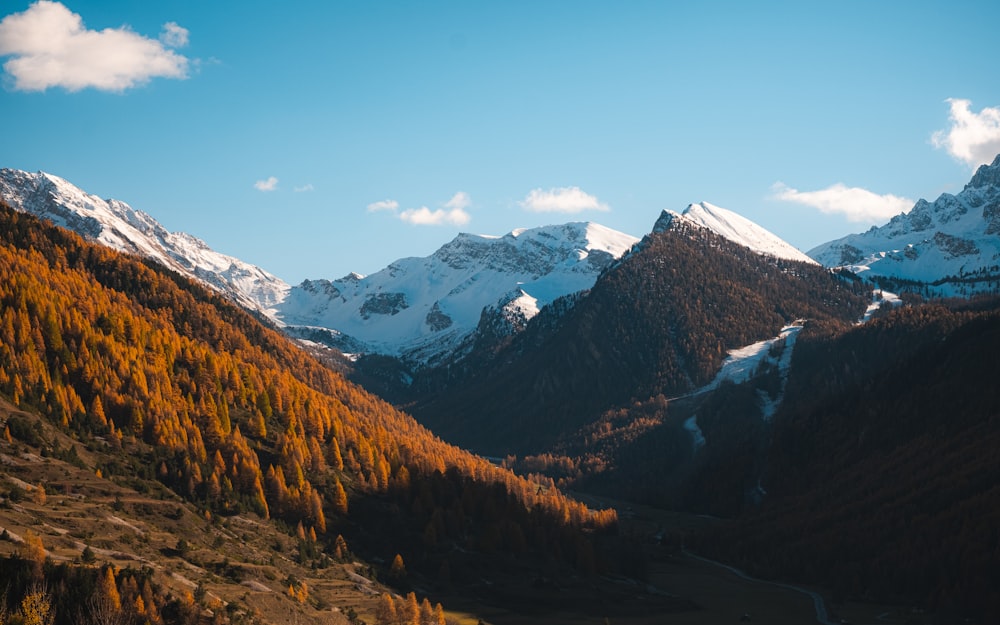 a mountain range with snow