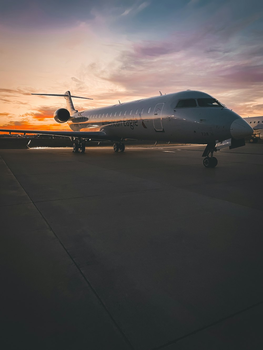 a plane on the runway