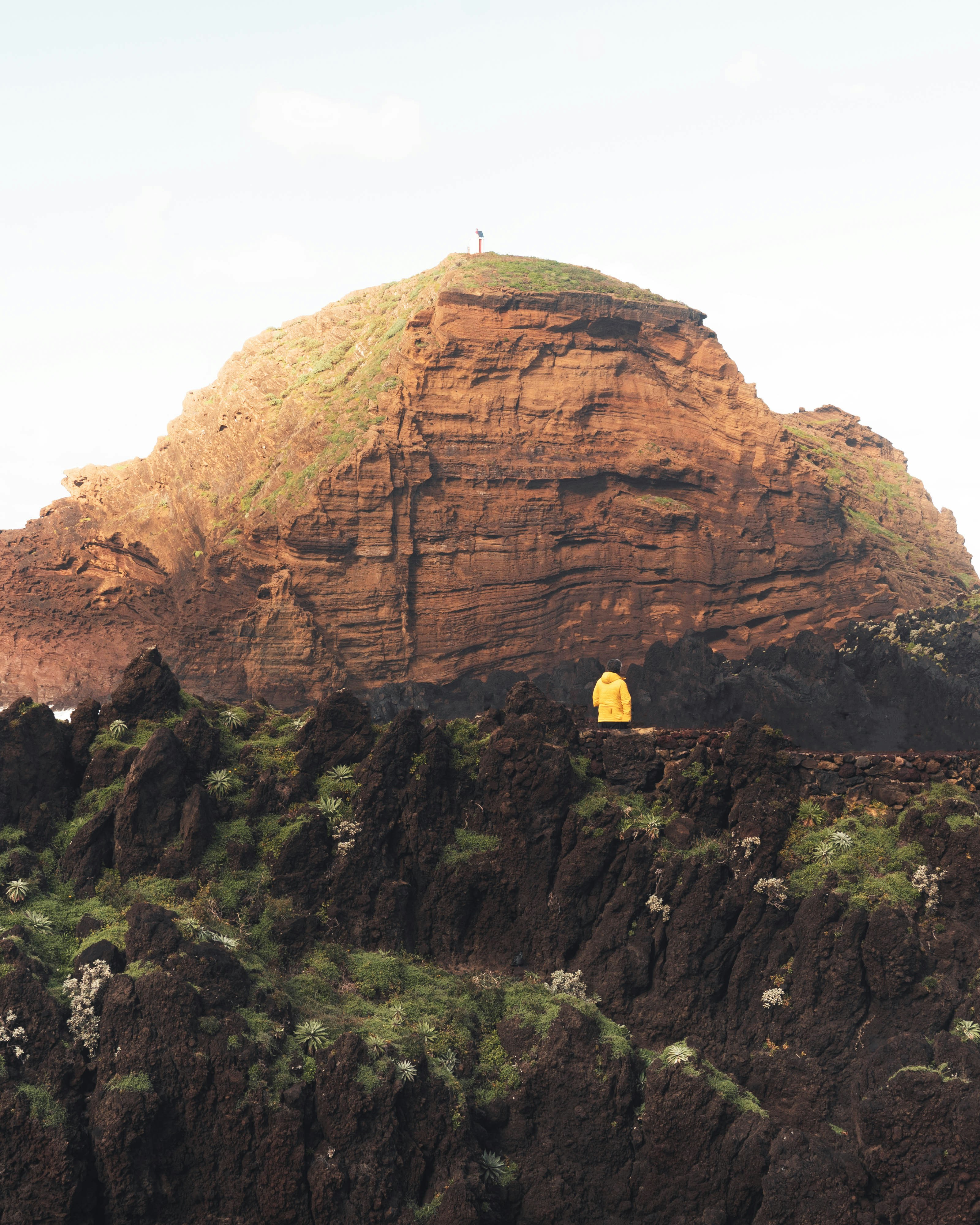 a person standing on a cliff