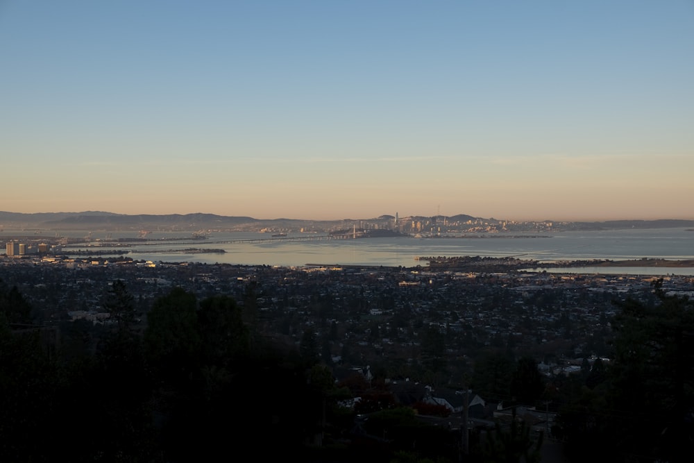 a city next to a body of water