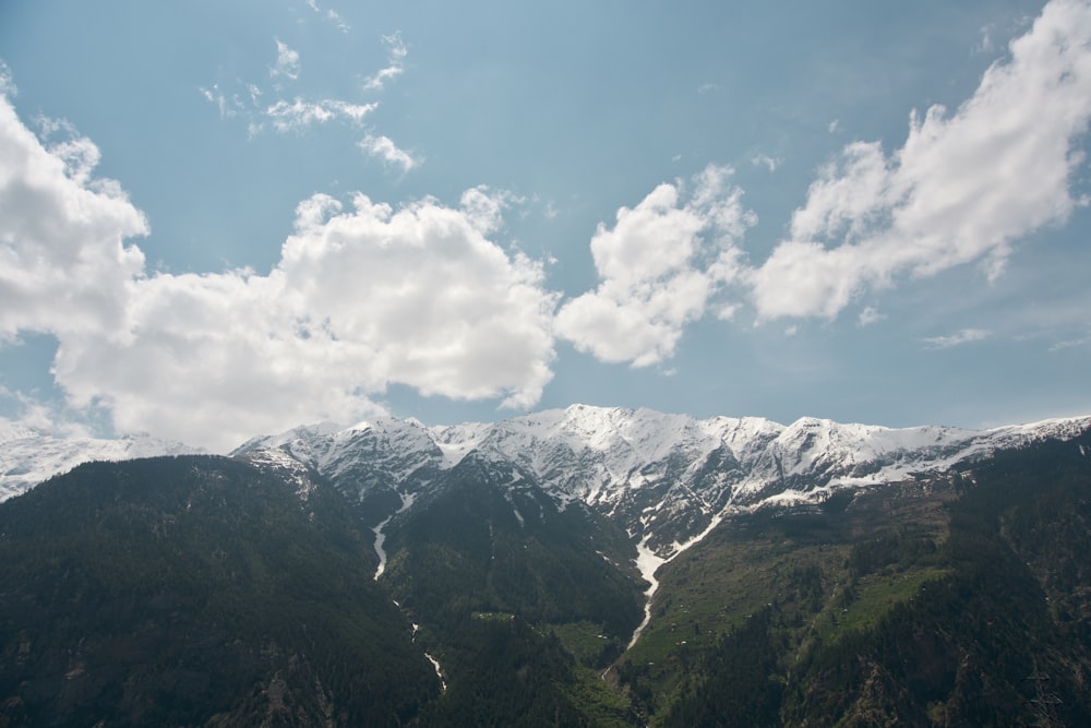 a mountain range with clouds