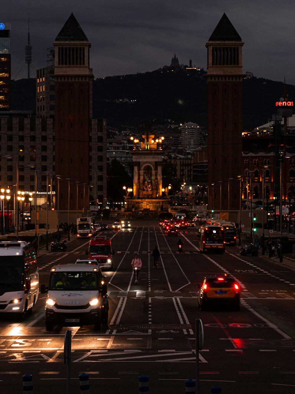 a city street at night