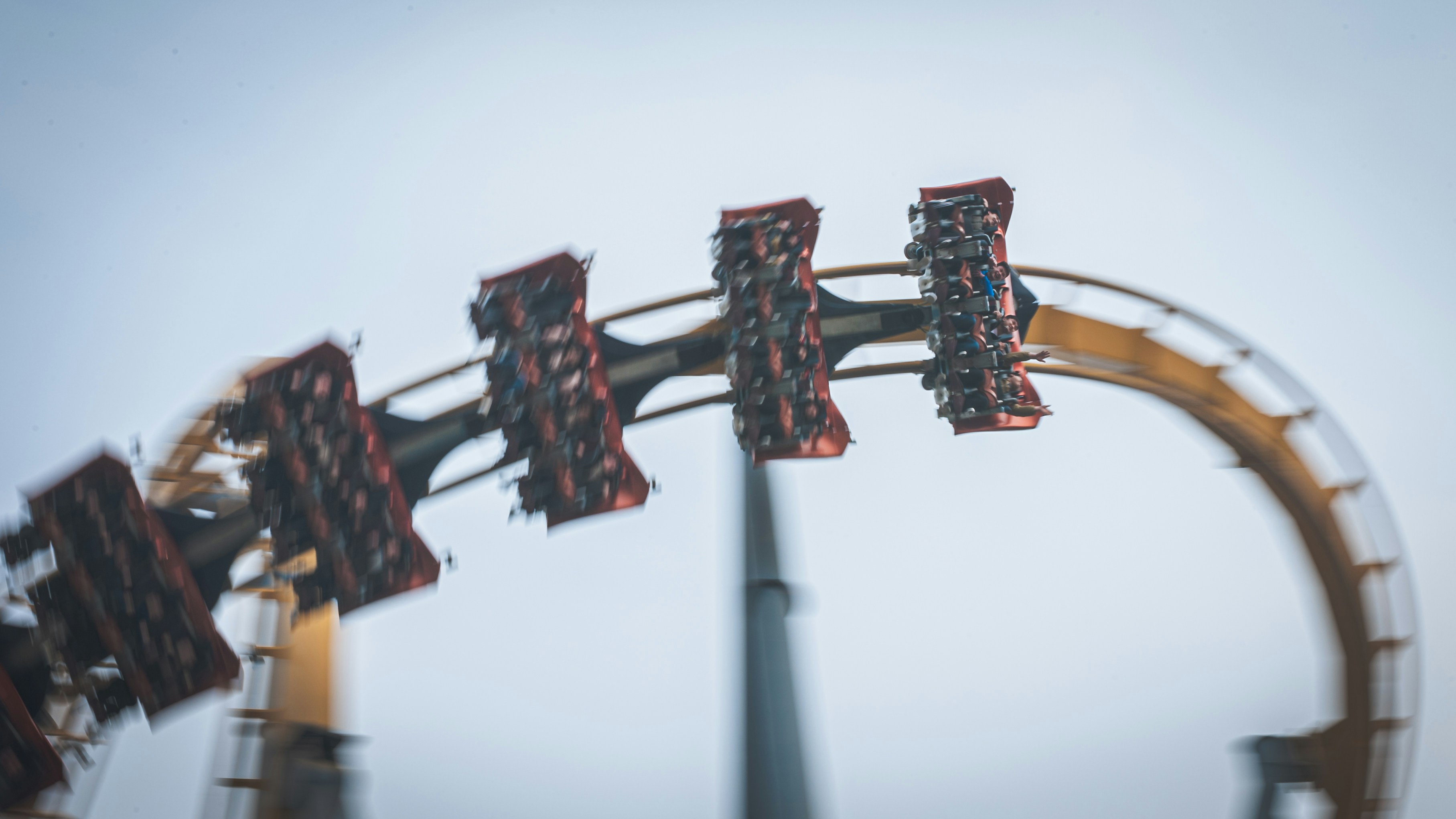 a group of colorful street signs, Roller Coaster