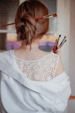 a woman with a ponytail