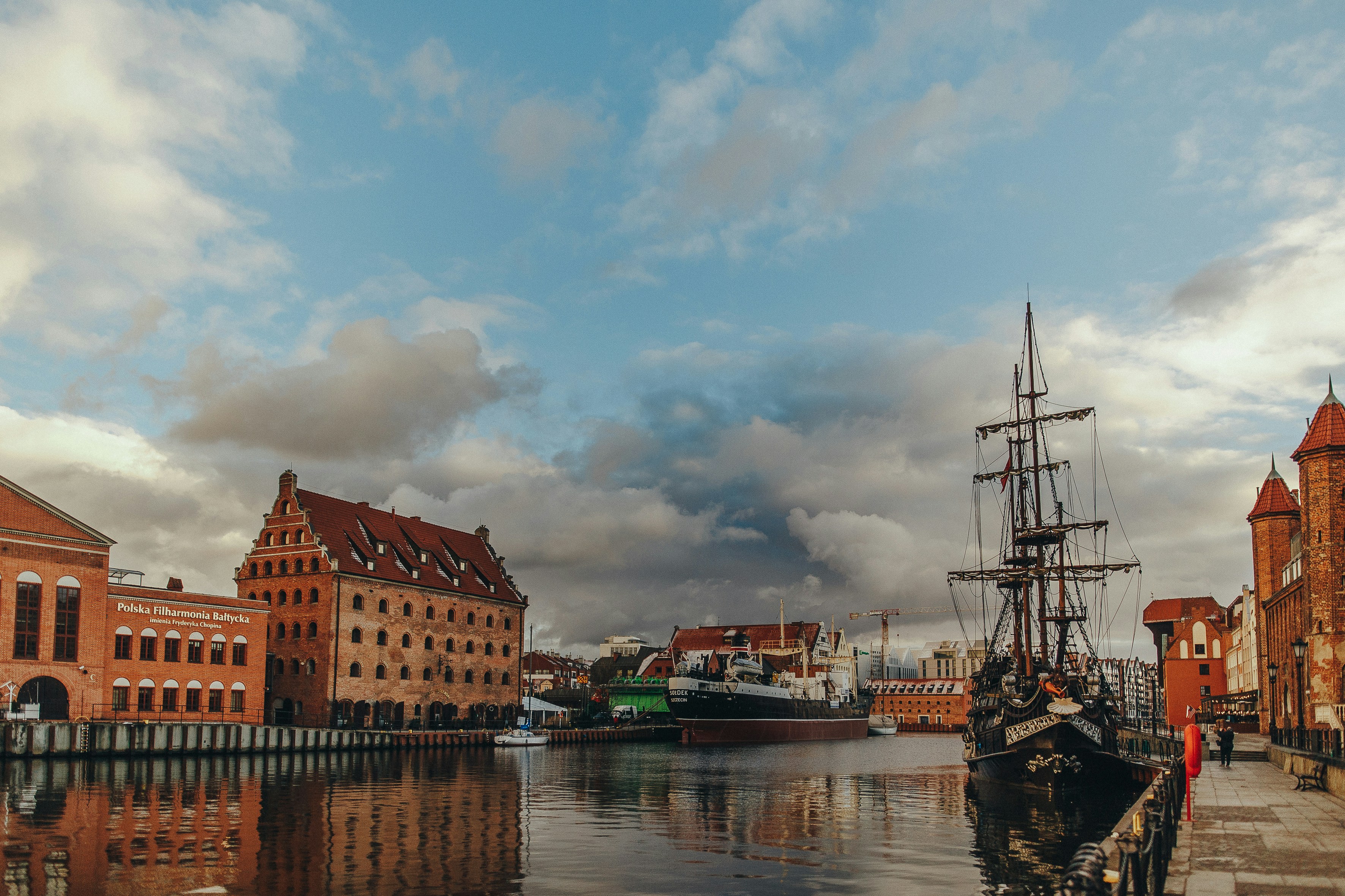 a large ship docked in a harbor