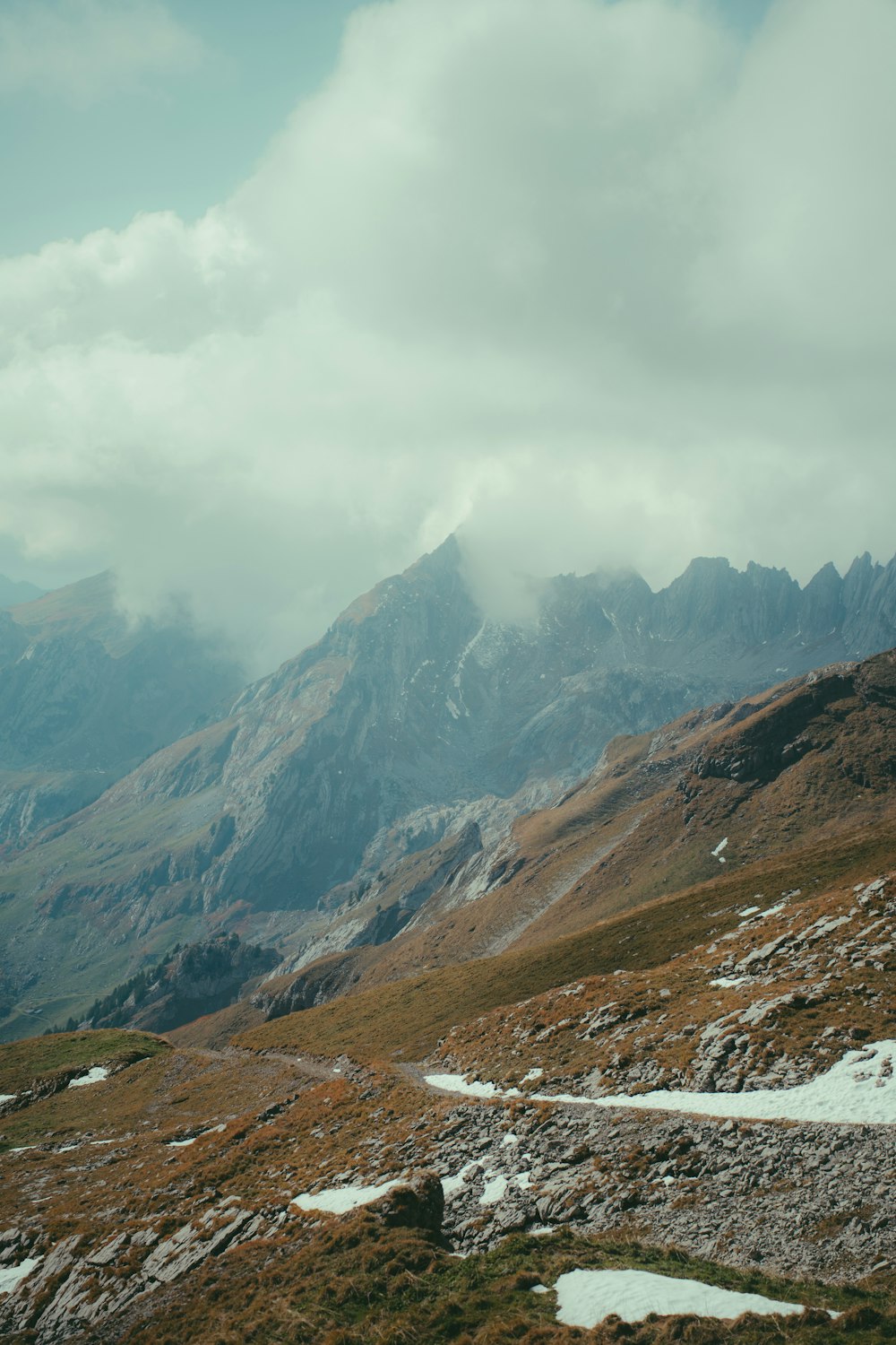 a mountain with snow