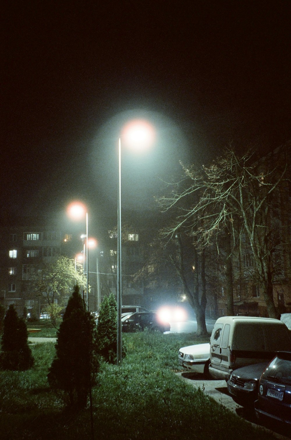 a street light at night