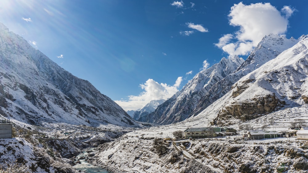 a snowy mountain landscape