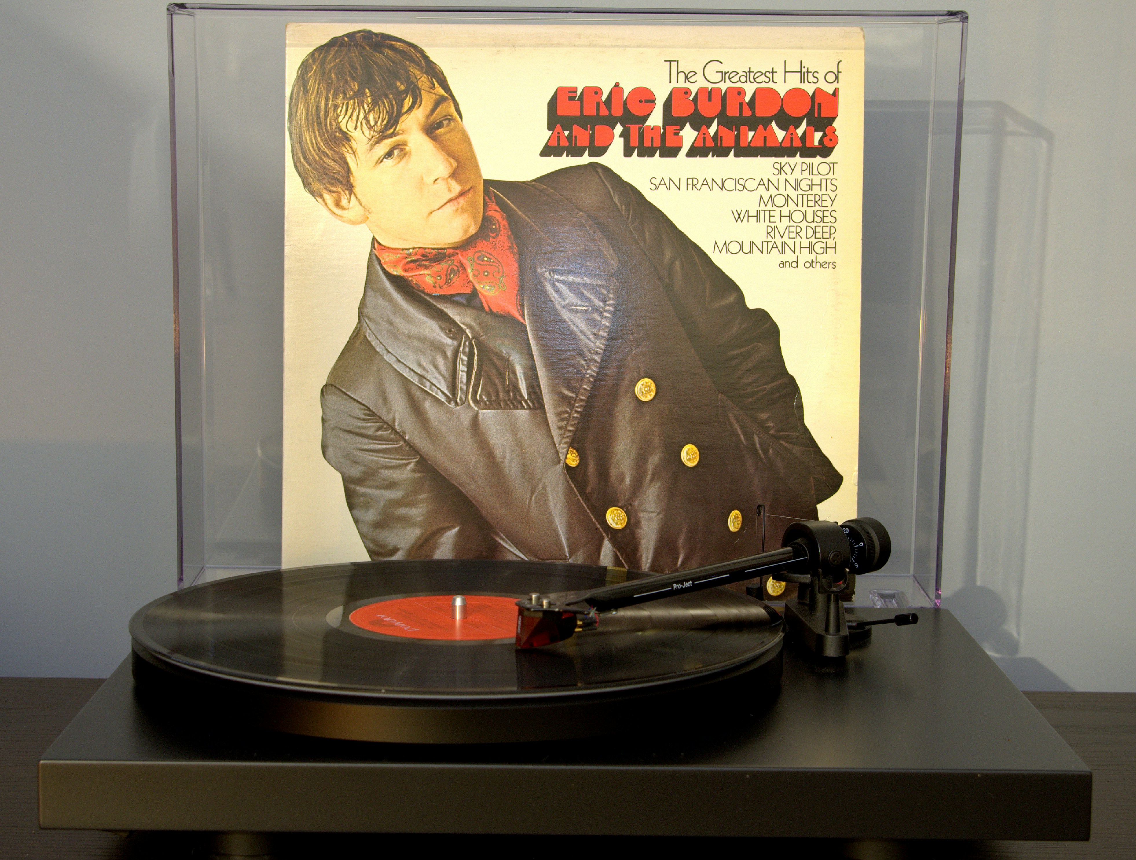 a record player with a record