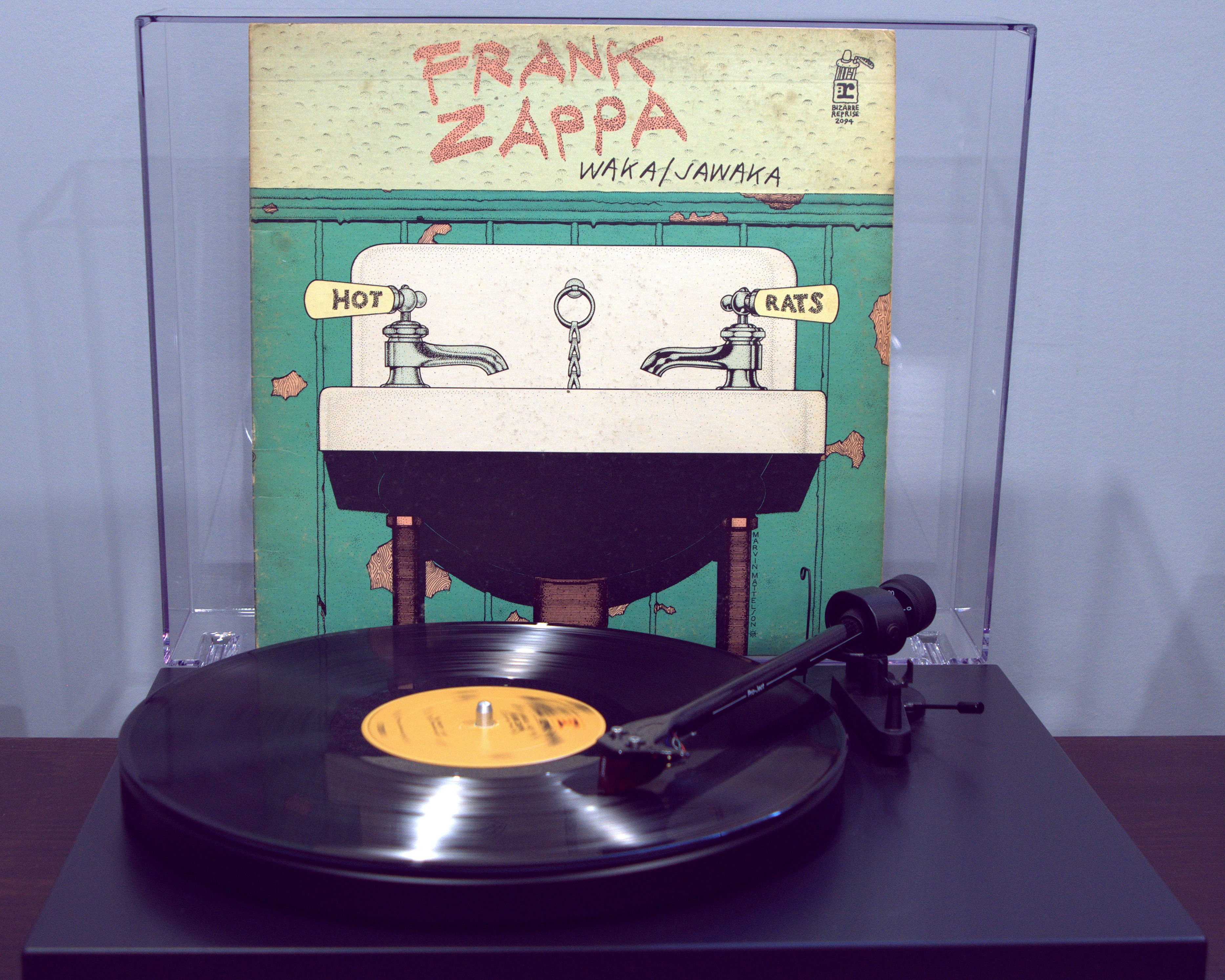 a record player with a record