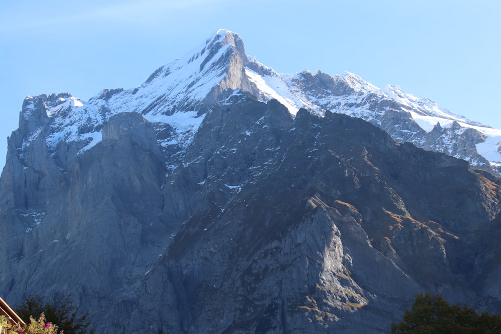 a mountain with snow