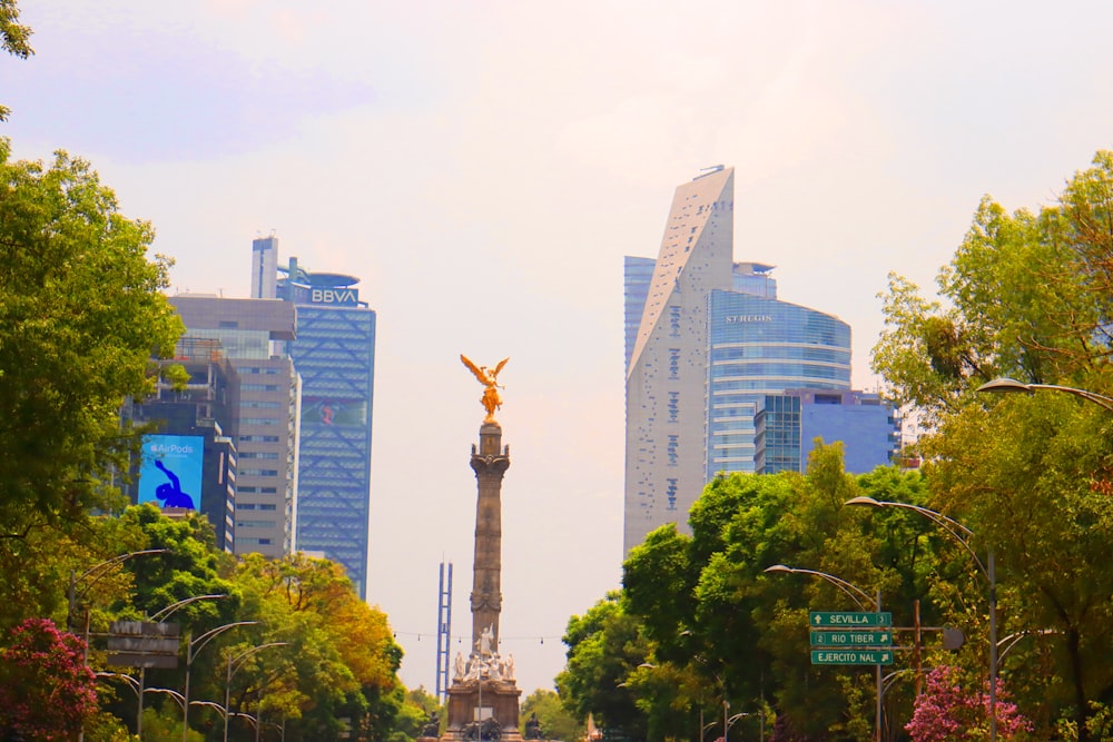 a statue in a city