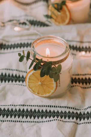 a candle with a flame