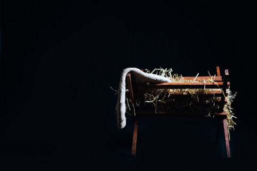 a chair with a table and lights