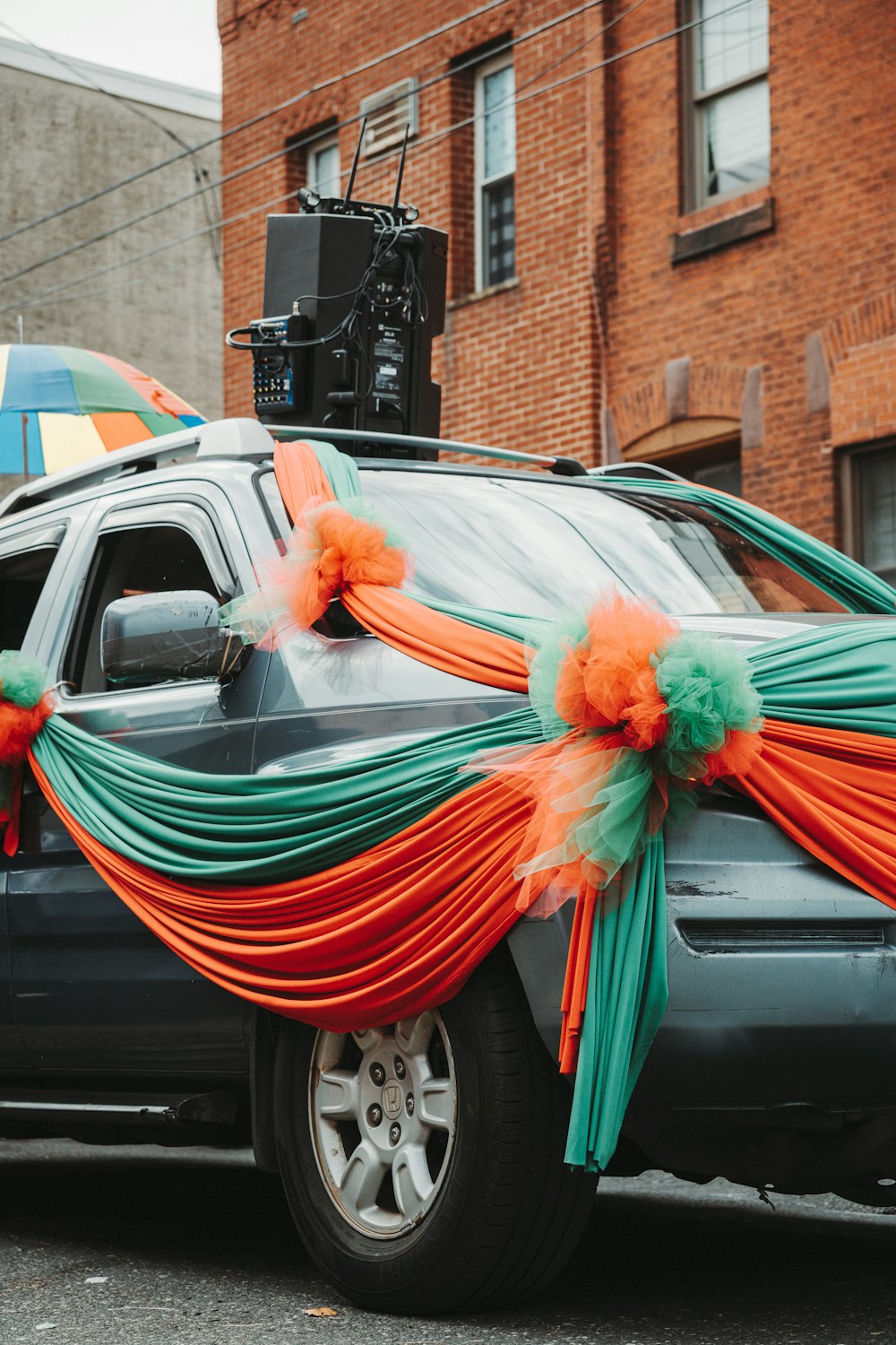 a car with a colorful design on it