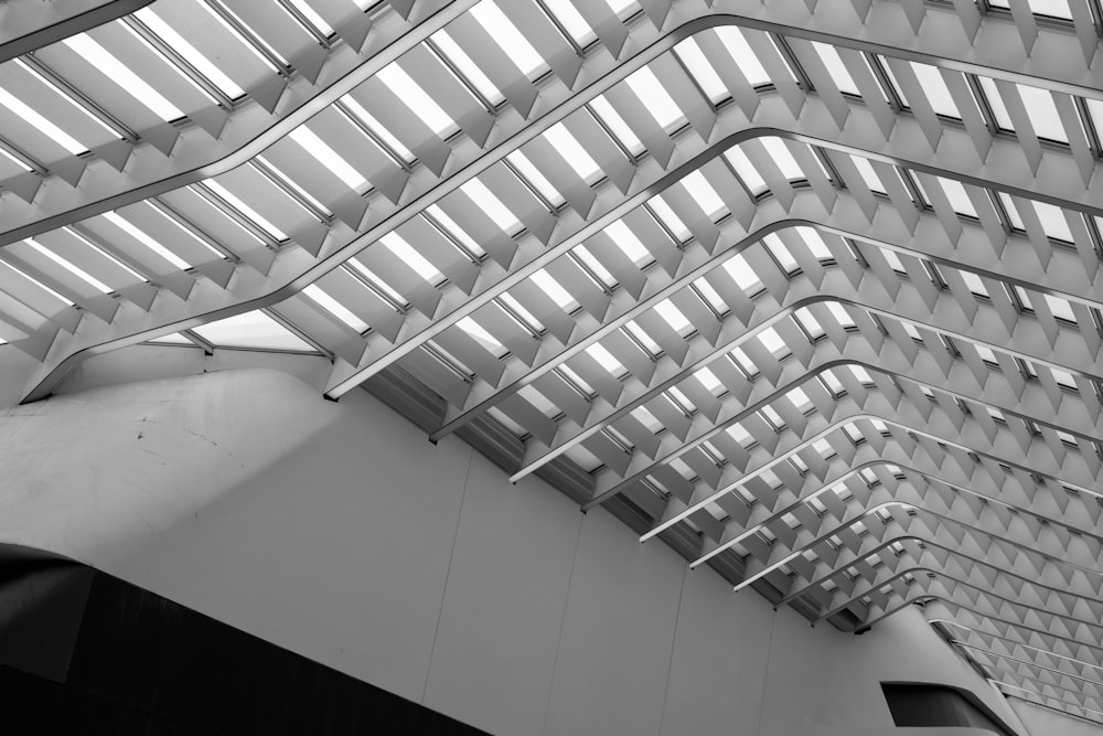 a ceiling with many windows