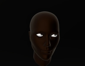 a man's face with glowing eyes
