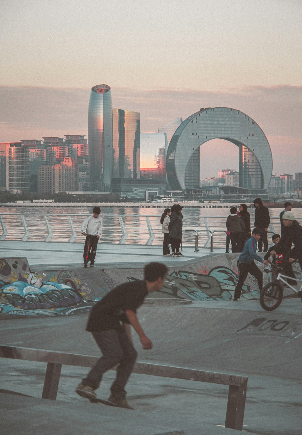 a man skateboards on a ramp