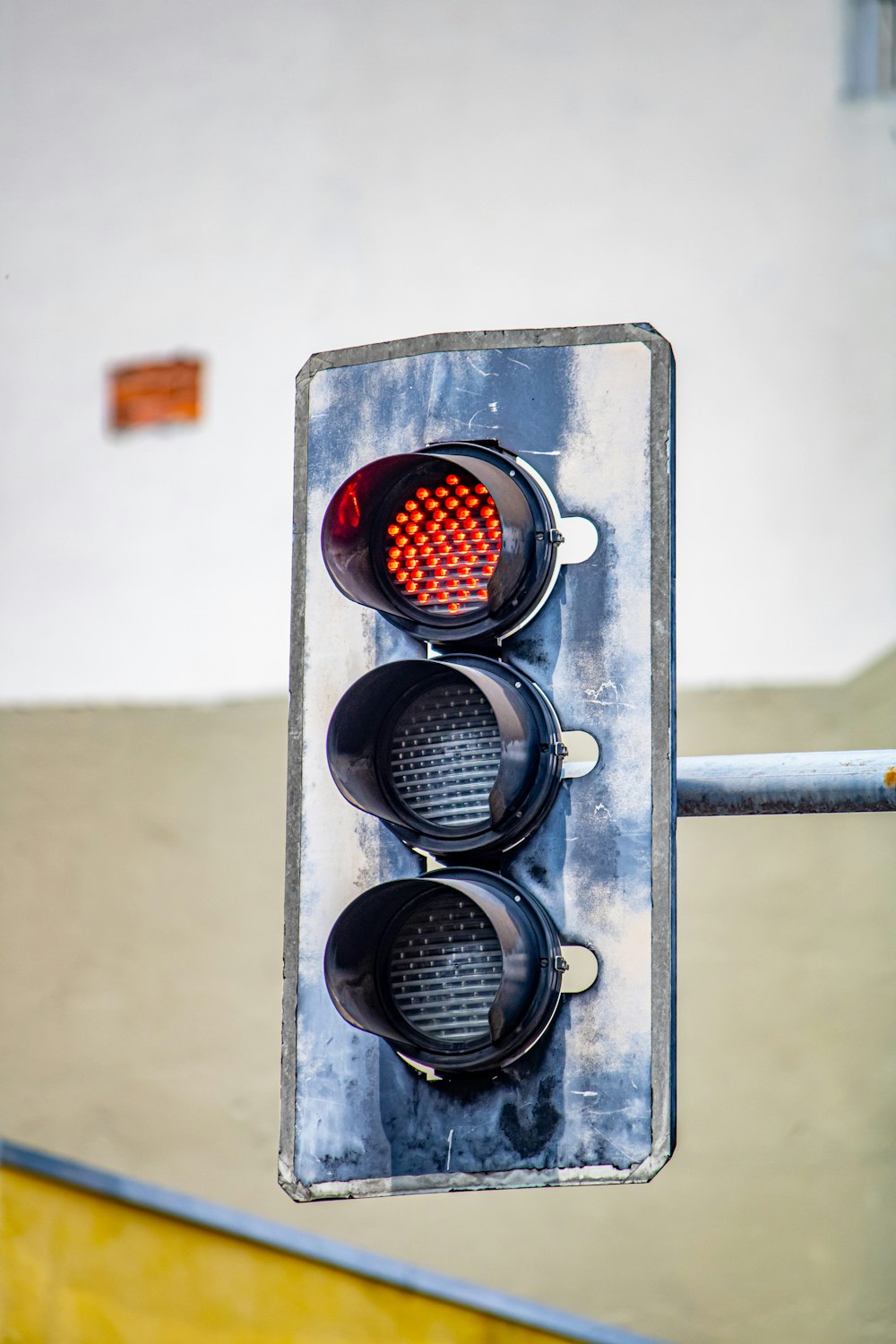 a traffic light showing red