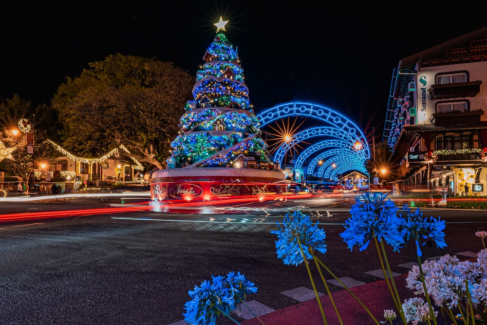 a christmas tree with lights