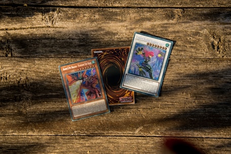 a couple of cards on a table