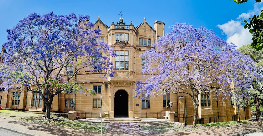 a building with trees in front of it