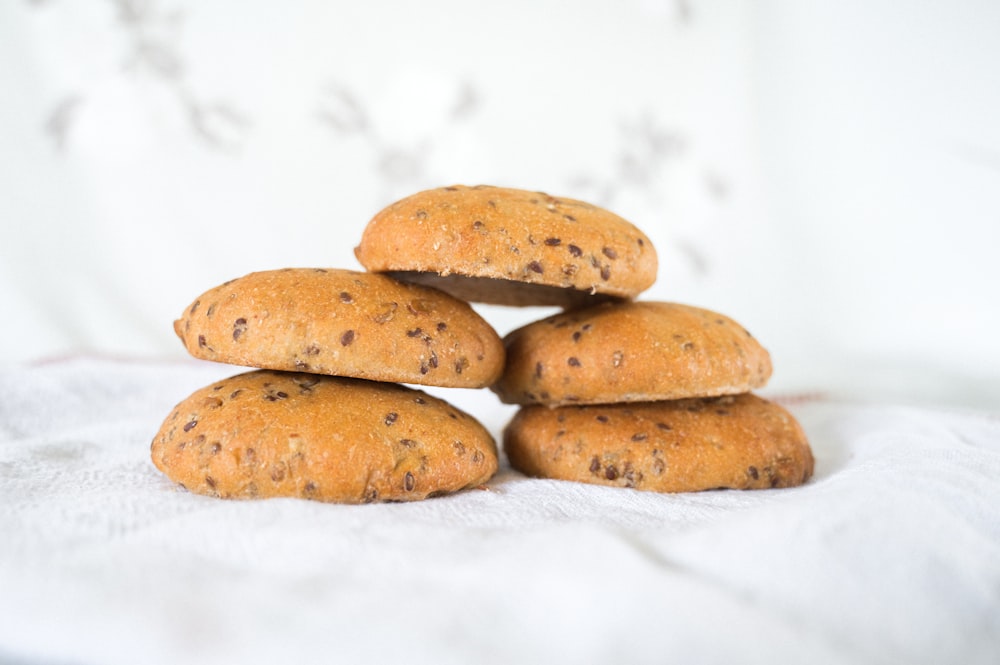 a group of brown cookies