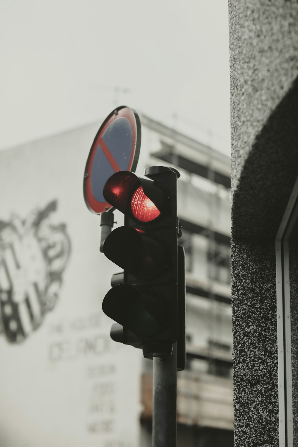 a traffic light has changed to red