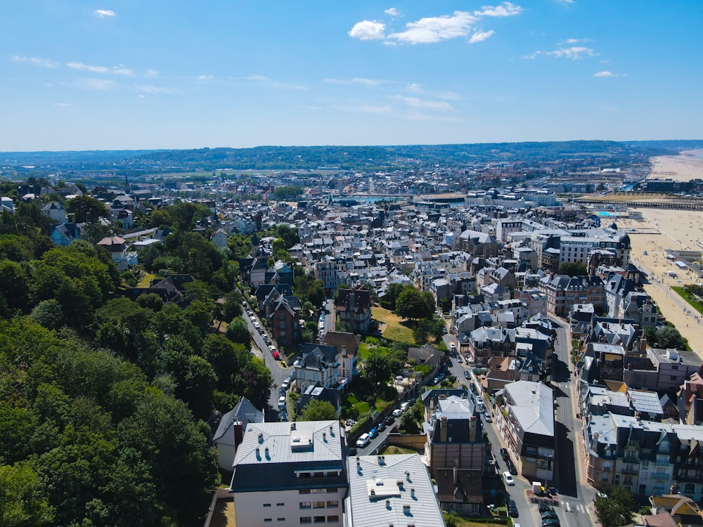 a city with many buildings and trees