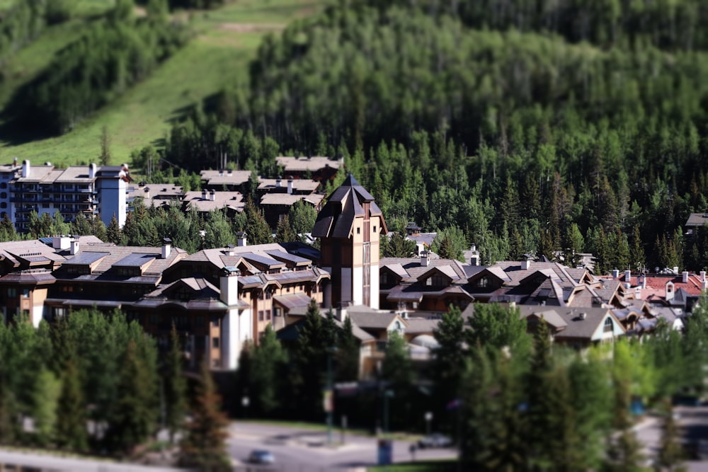 a group of buildings in a valley