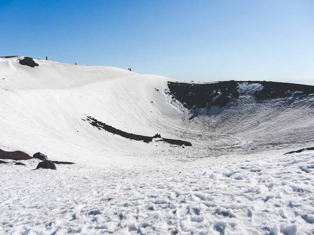 a snowy mountain with a blue sky