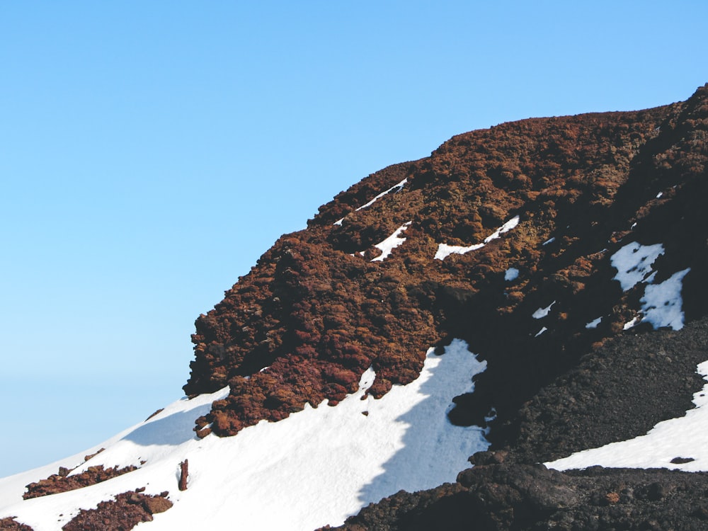 a mountain with snow