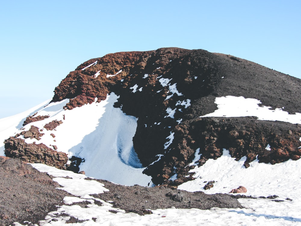 a mountain with snow