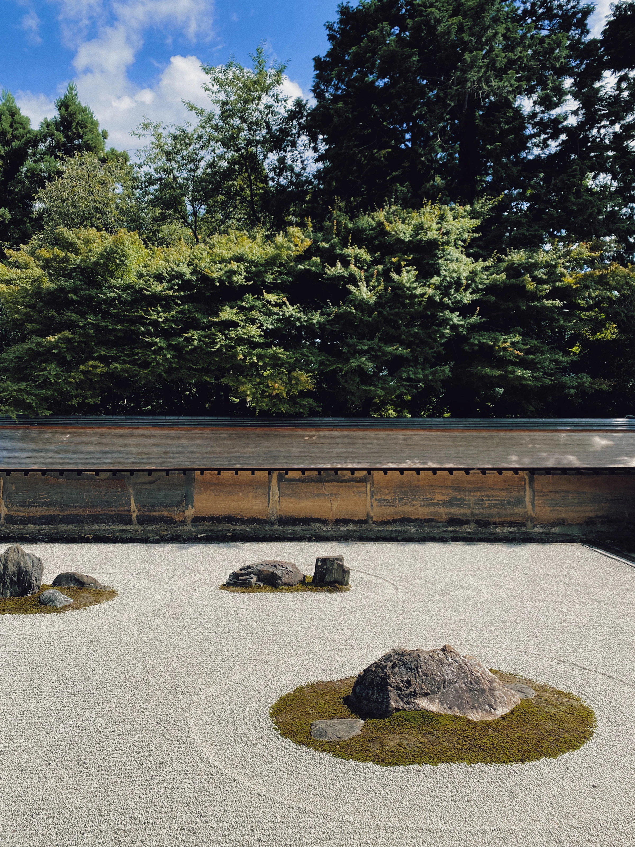Minimal Japanese garden with raked gravel and stone arrangements