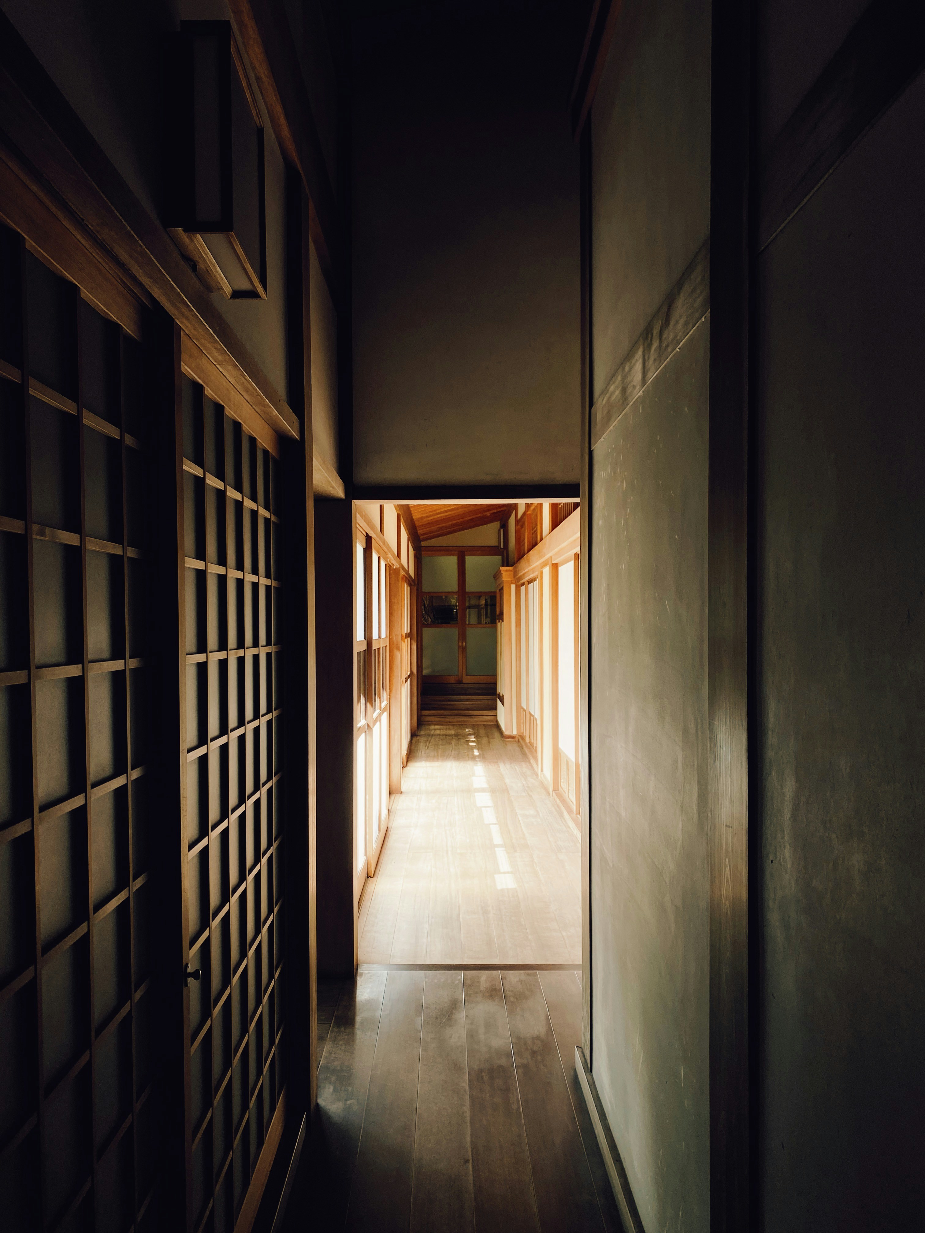 a hallway with many doors