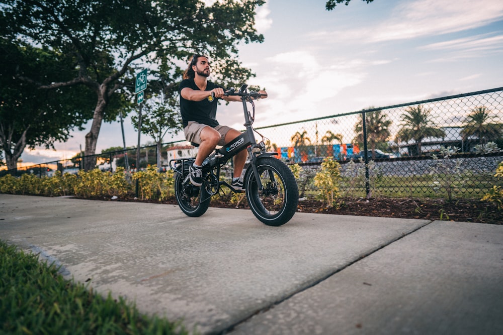 a man riding a bike