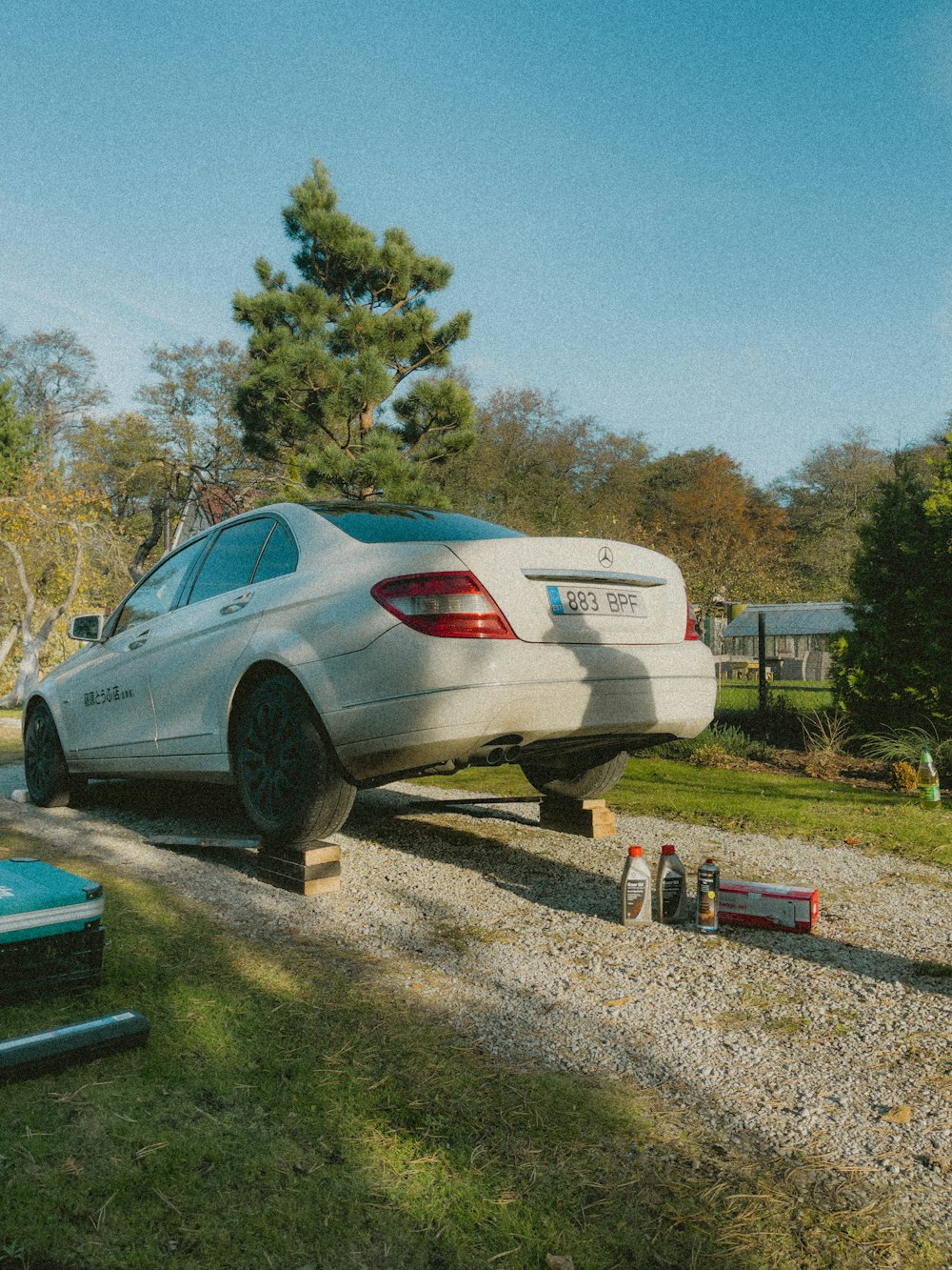 a car parked on a road