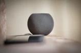 Close-up of AI-powered smart home device blending seamlessly into living room decor.