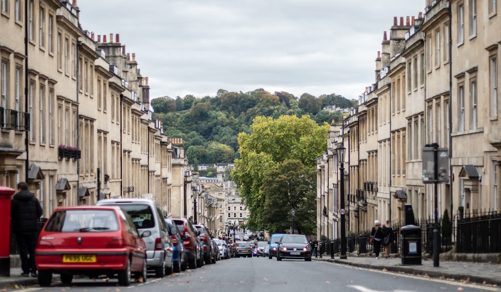 a street with cars parked along it