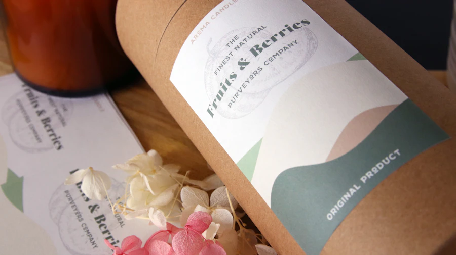 Paper label applied to product packaging