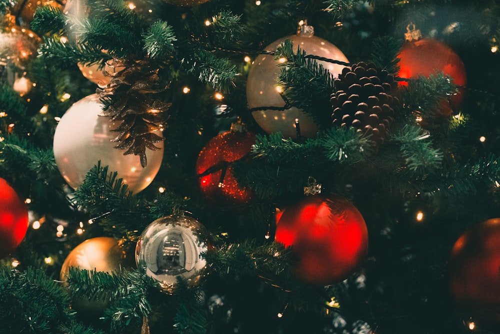 a christmas tree with ornaments