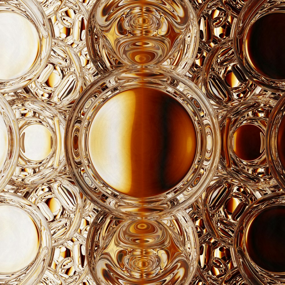 a close-up of a gold colored glass