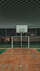 a basketball hoop in a court
