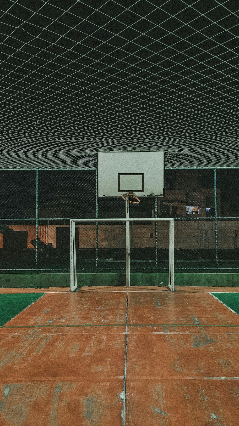 a basketball hoop in a court