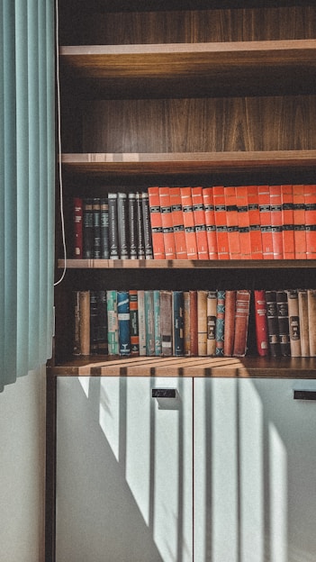 a shelf with books on it