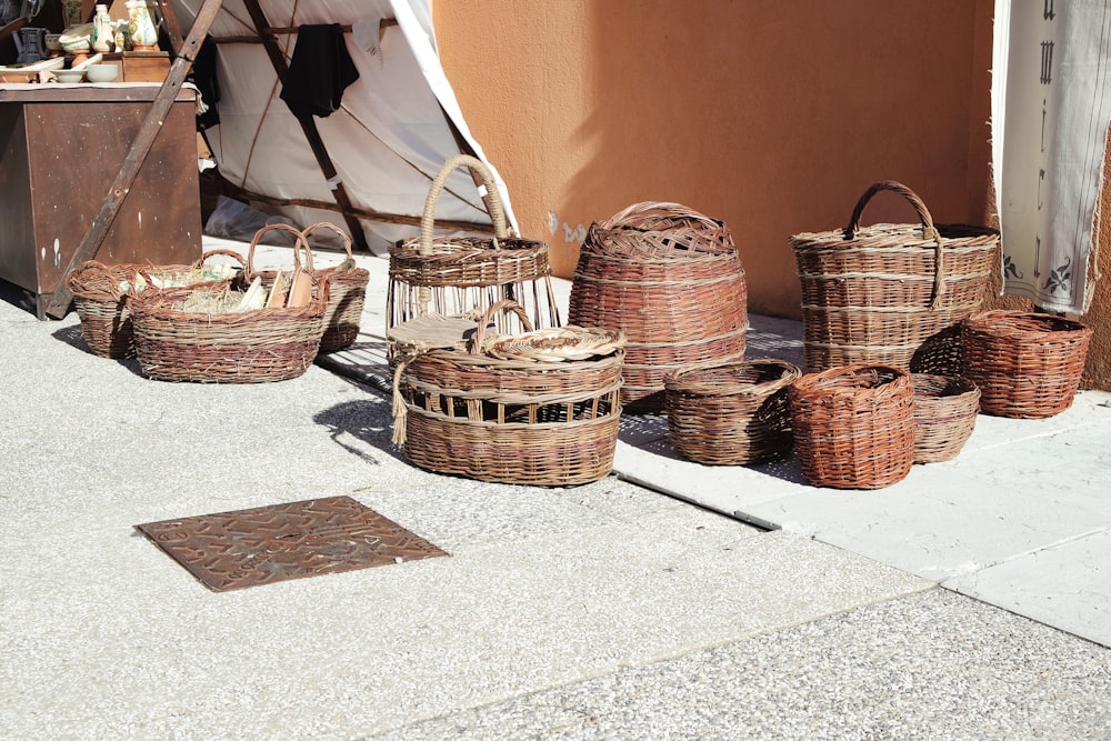 a group of baskets