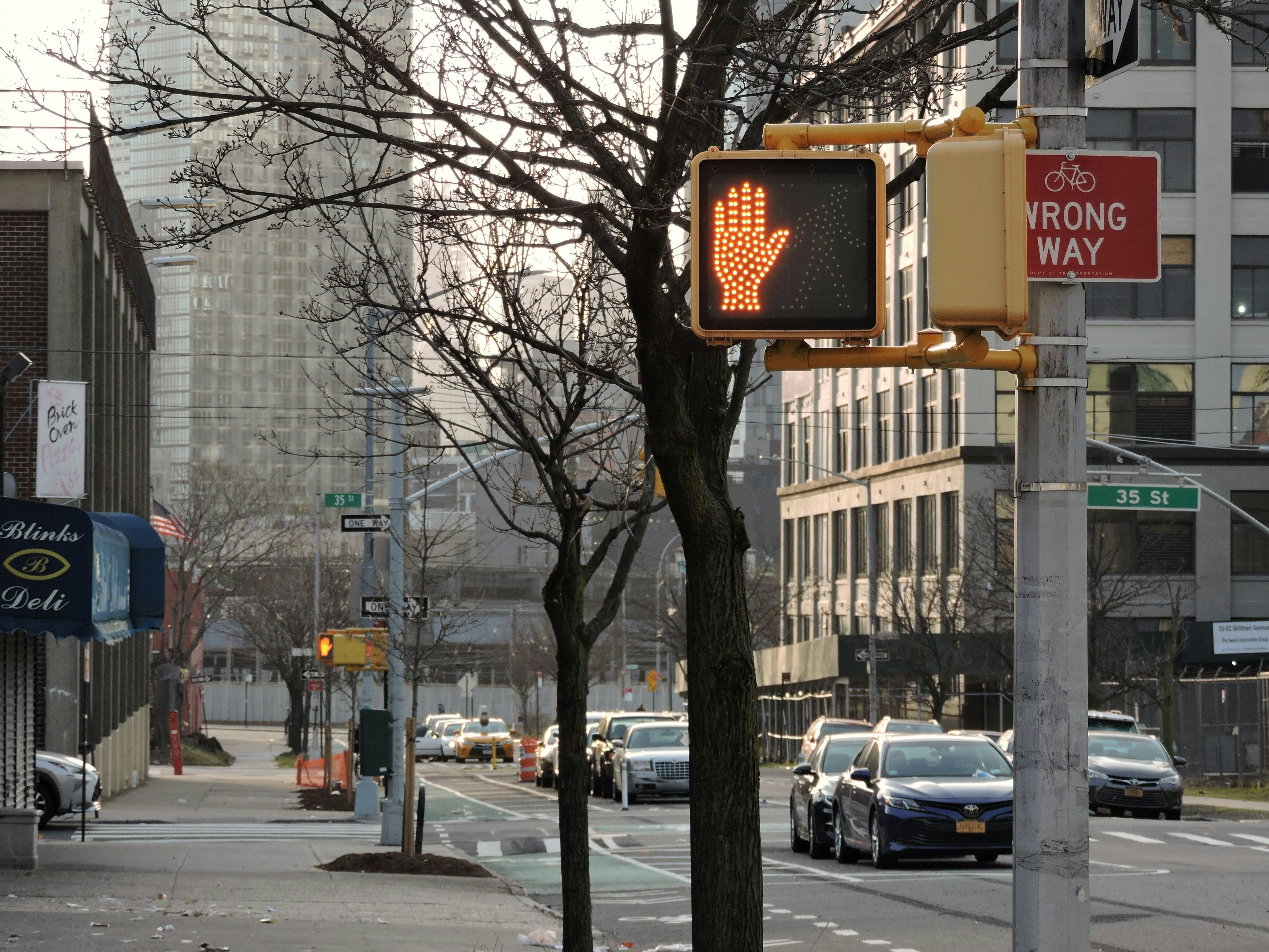 a traffic light on a street