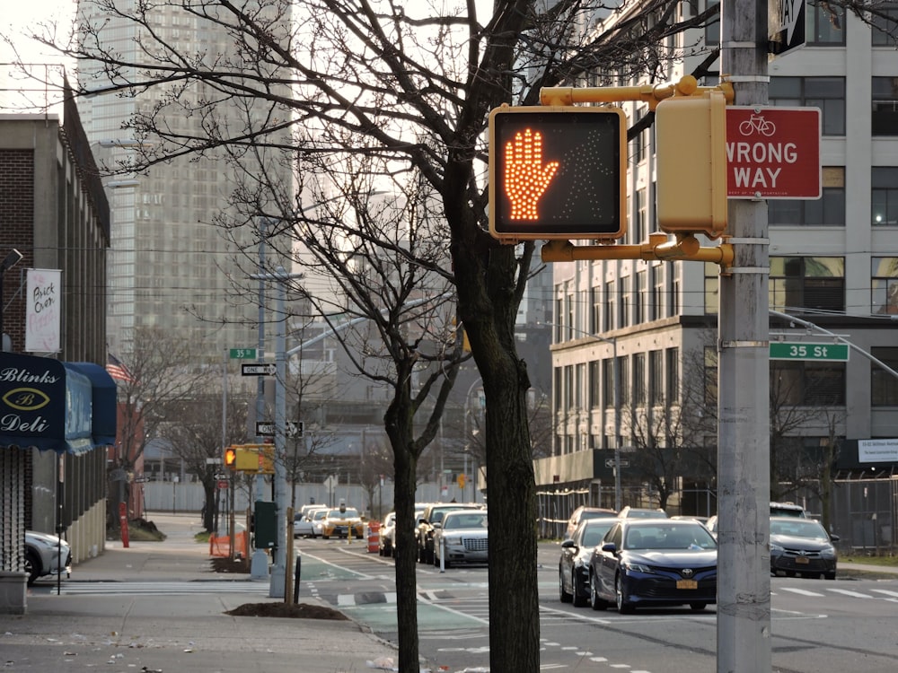 a traffic light on a street