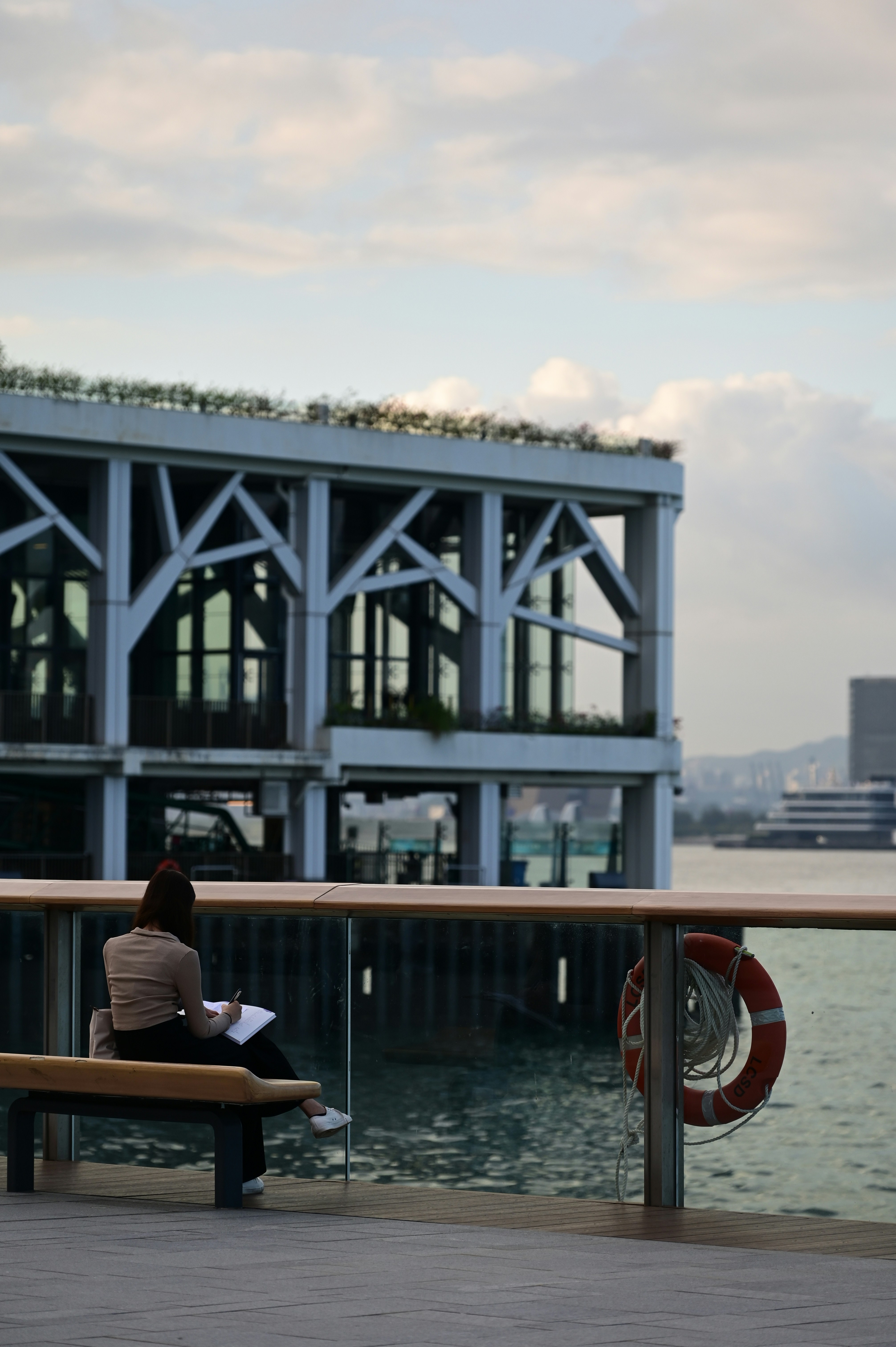 a person sitting on a bench