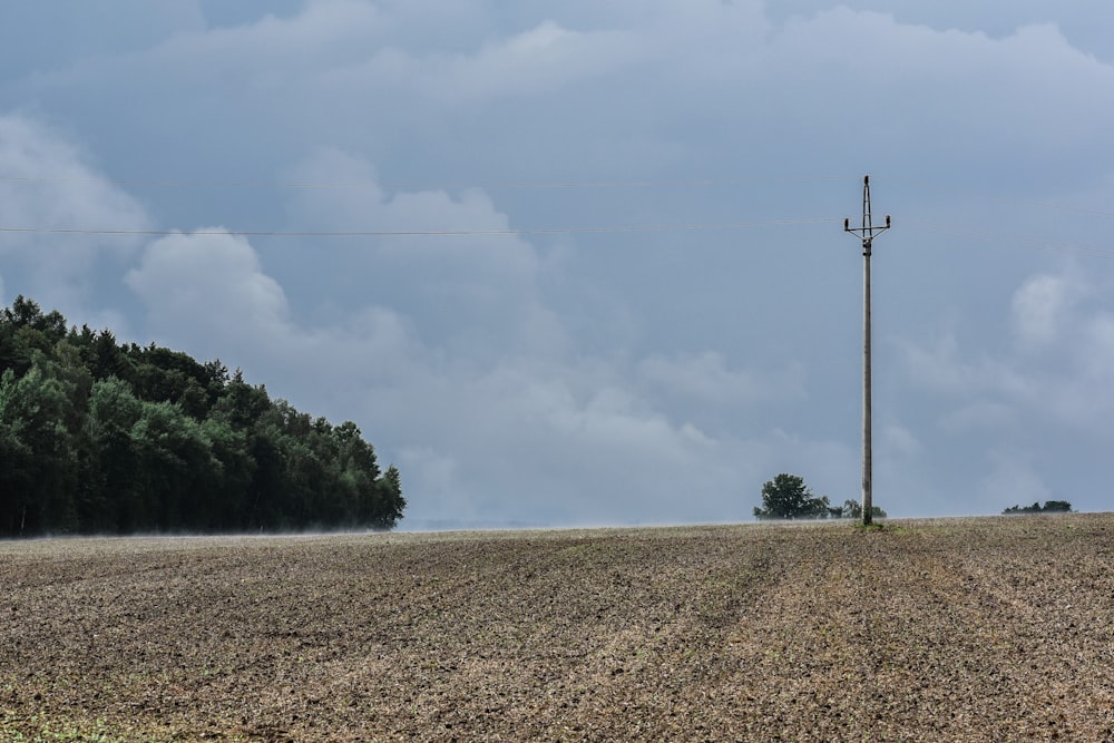 a field with a power line